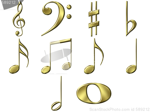 Image of 3D Golden Music Notes