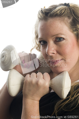 Image of woman exercise with dumbells