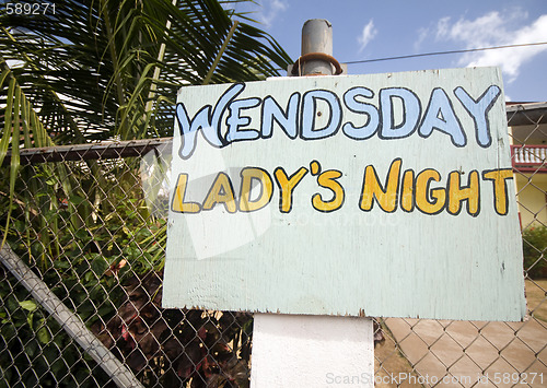 Image of ladies night sign corn island nicaragua