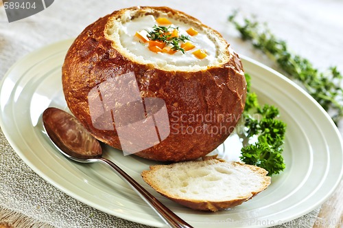 Image of Soup in bread bowl