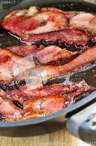 Image of Bacon frying in a pan