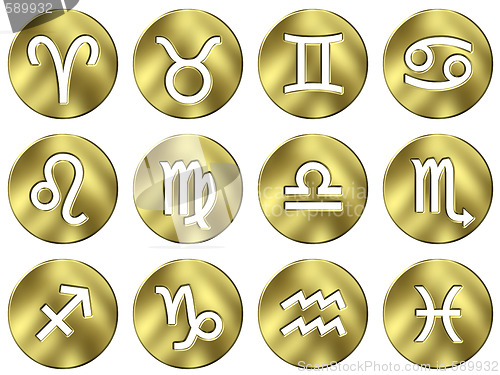 Image of 3D Golden Zodiac Signs