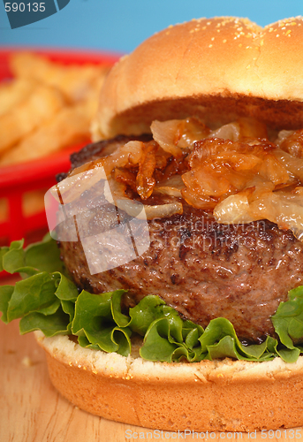 Image of Hamburger with grilled onions