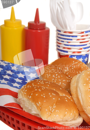 Image of 4th of July picnic table setting