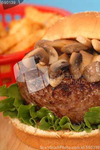 Image of Mushroom burger with french fries