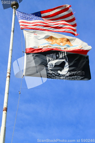 Image of American,California And Pow Flags