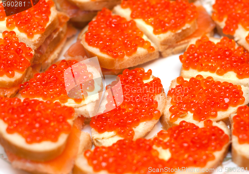 Image of Sandwiches with red roe