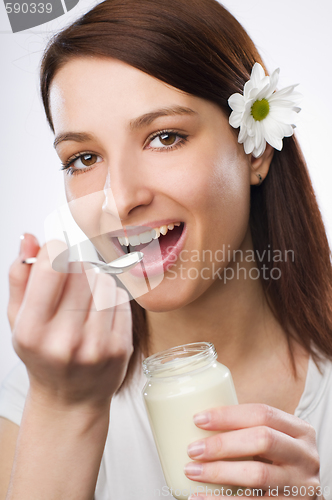 Image of Eating yogurt