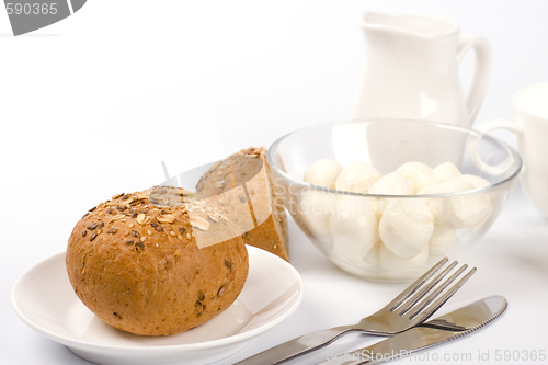 Image of bread, milk and mozzarella