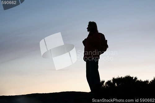 Image of tourist woman silhouette