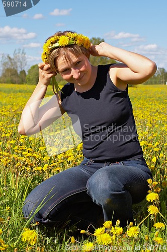 Image of woman with dandelion wreath