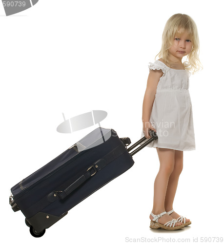 Image of little girl with  suitcase