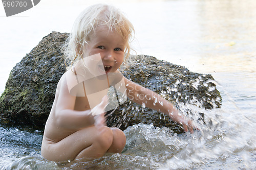 Image of child in waves