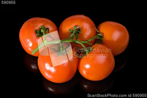 Image of five red tomatoes