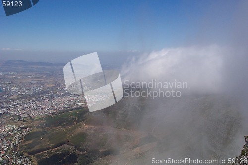 Image of clouds on table mountain in Cape town