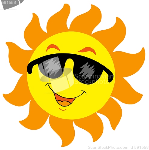 Image of Cartoon Sun with sunglasses