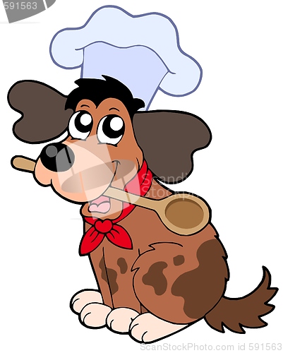 Image of Cartoon dog chef with spoon