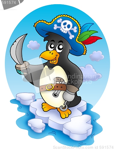 Image of Pirate penguin on iceberg