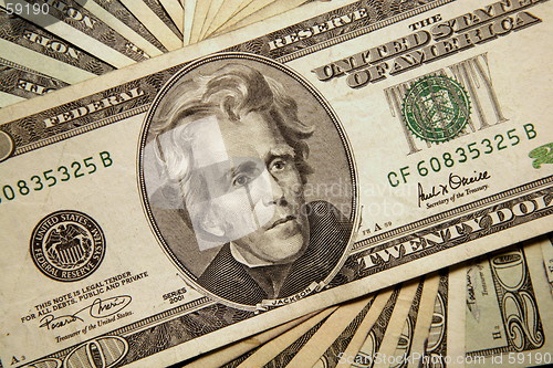 Image of American $20.00 bills Macro