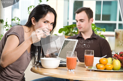 Image of Couple eating breakfast