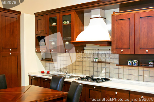 Image of Dark wood kitchen