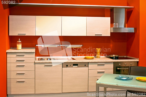 Image of Red kitchen