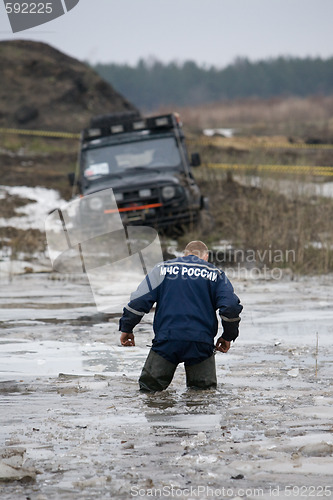 Image of Russian rescuer in water