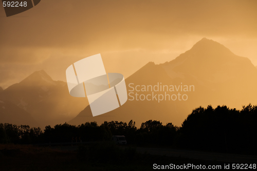 Image of Night landscape of mountain road 