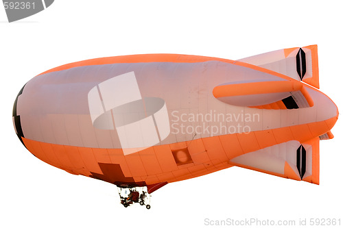 Image of flying orange blimp