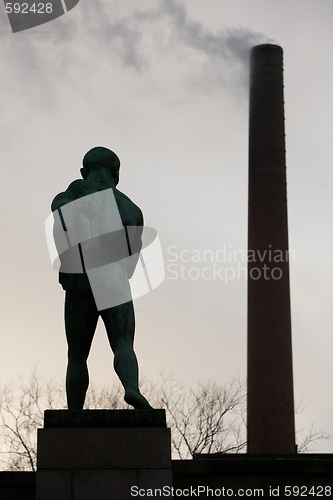 Image of Statue of  nude man from back