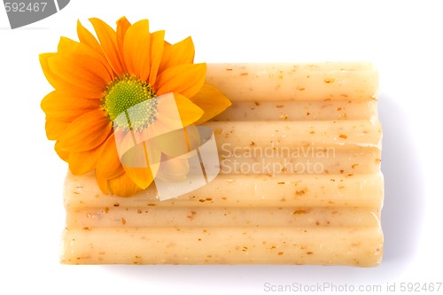 Image of natural soap and flower