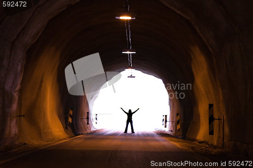 Image of silhouette in tunnel