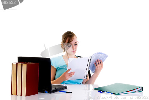 Image of Teenager girl on desk