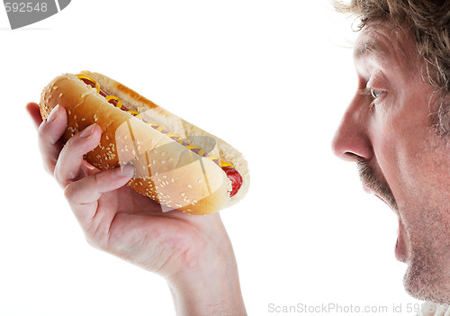 Image of Hungry Man With Hot Dog