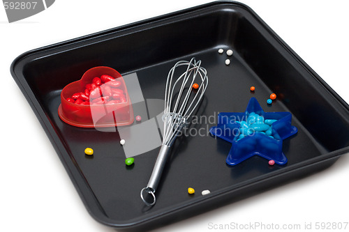 Image of Form for baking, plastic red heart