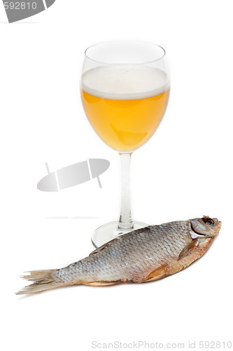 Image of Goblet beer and dried fish