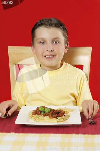 Image of Child at table with plate of food