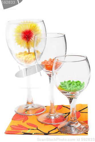 Image of Three glasses with colour sweetmeat