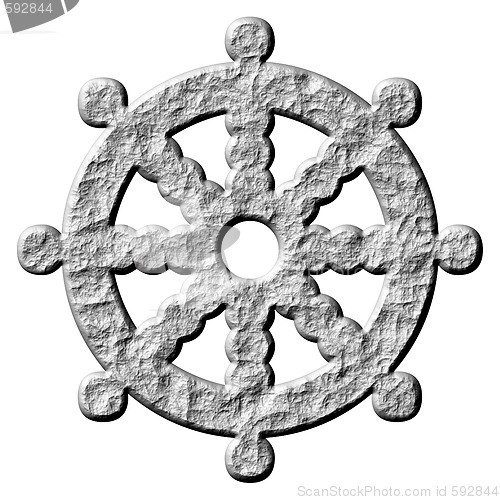 Image of 3D Stone Buddhism Symbol Wheel of Dharma