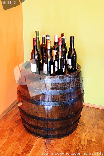 Image of Wine over wood barrel
