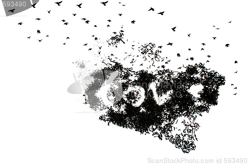 Image of birds flying out of tea leaves