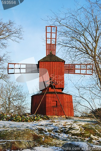 Image of Red Wooden Windmill