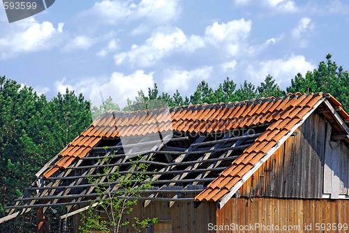 Image of Old demolished tiled roof