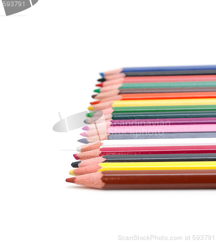 Image of Crayons lies in row