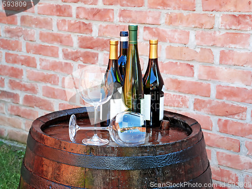 Image of Wine over wood barrel