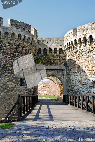 Image of Tower gate of stone fortress  in Belgrade
