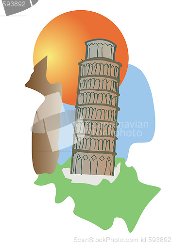 Image of Pisa leaning Tower Italy tourism icon 