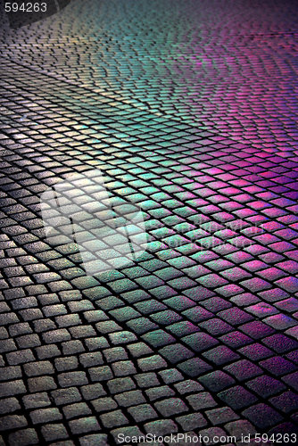 Image of Multicolored brick road