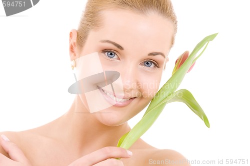 Image of happy woman with flower