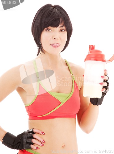 Image of fitness instructor with protein shake